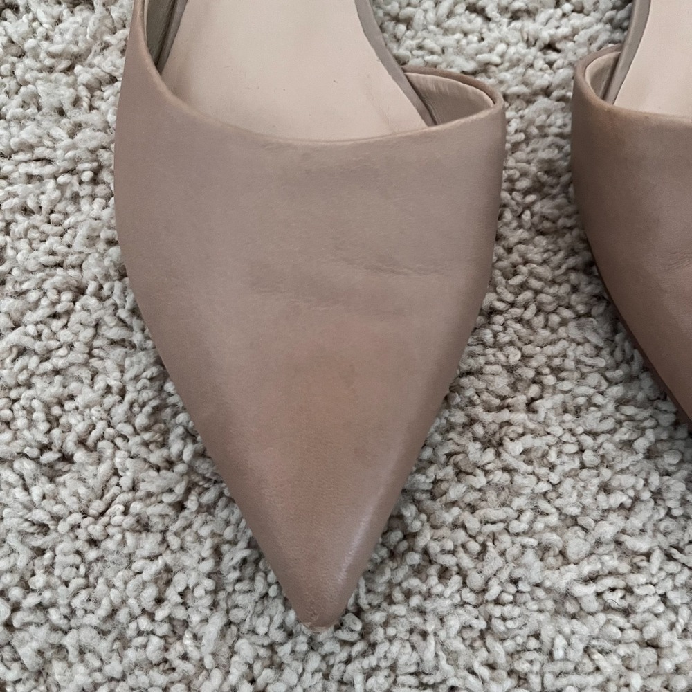 FRANCO SARTO Neiman Pointed Toe D'Orsay Leather Flats Beige Womens 8M Minimalist - Picture 4 of 7